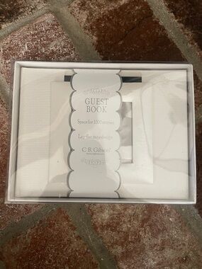 Gibson White Guest Book with Silver Accents